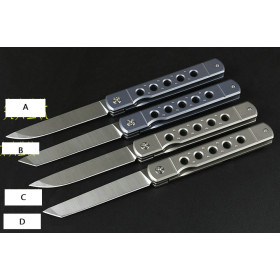 D2 Blade HY013 Tactical Camping Titanium Handle Self-defense Hunting Folding Blade Pocket Knife with Axis Lock UD405333